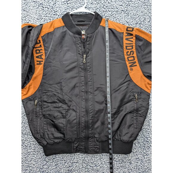 Harley Davidson Riding Jacket Mens LG Windbreaker Reflective Mesh Lined Orange - Picture 15 of 16